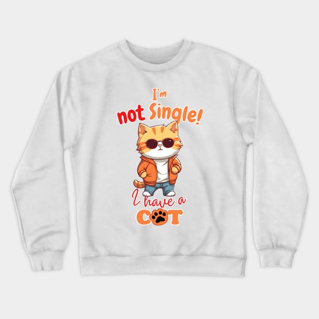 I'm Not Single, I Have a Cat Crewneck Sweatshirt by Goodprints